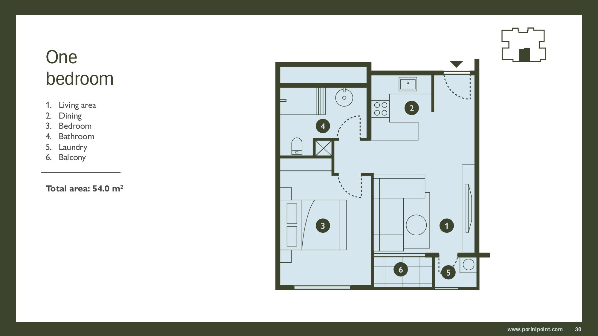 1 Bedroom floor plan