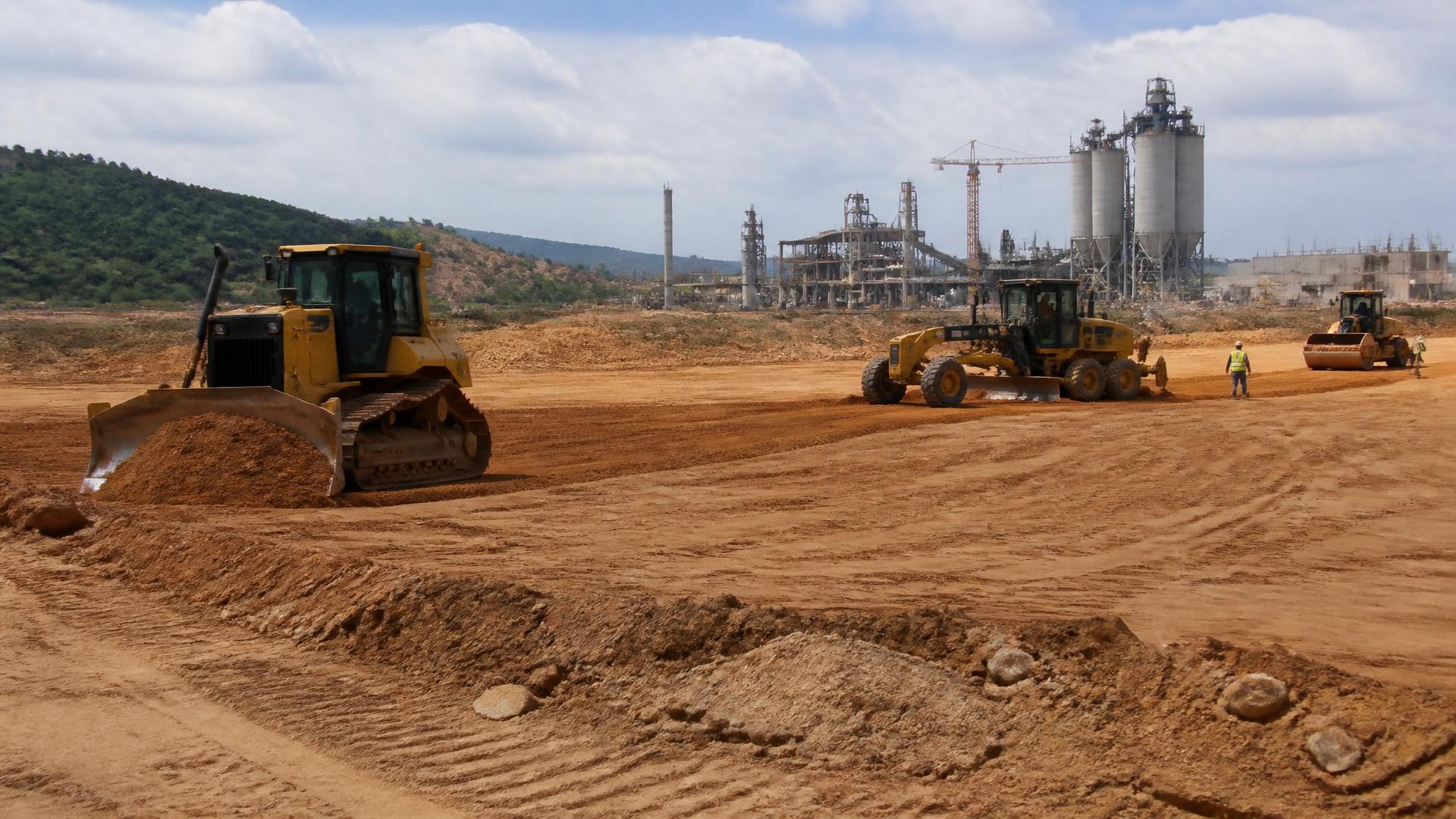 Project-aligned construction imagery for Devki Cement Plant, Mbarara, Uganda