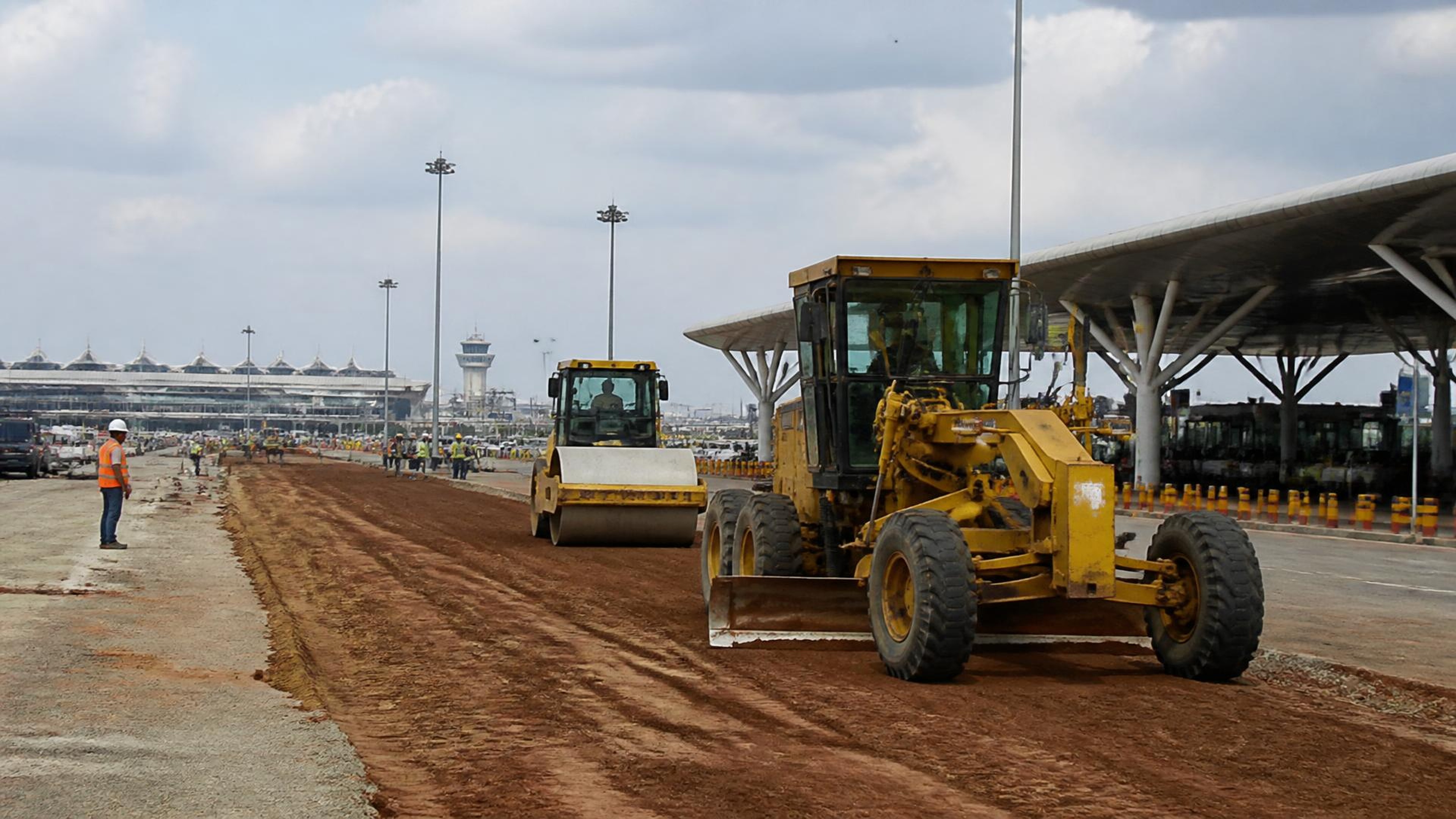Project-aligned construction imagery for JKIA Entryway