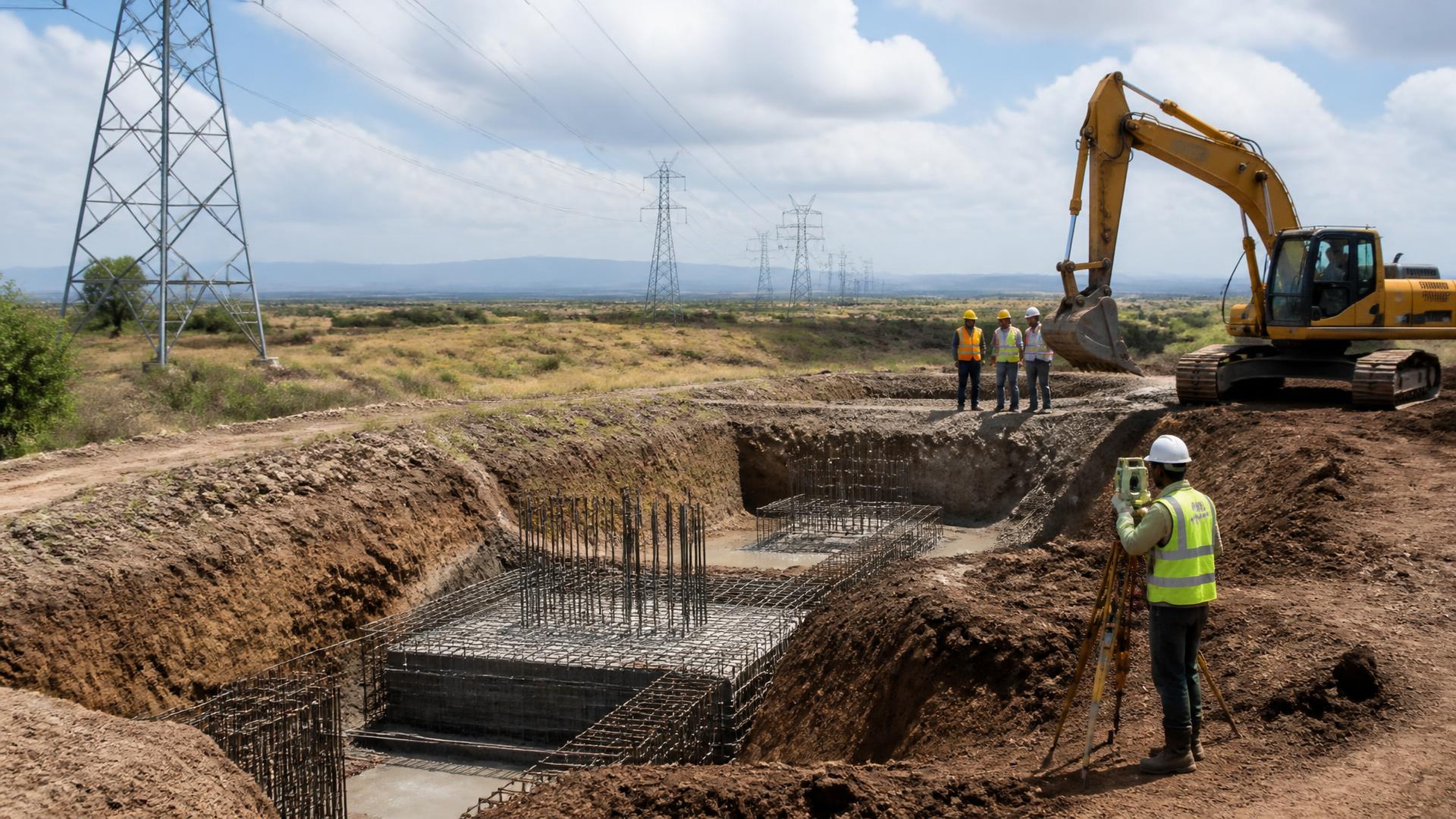 Project-aligned construction imagery for KENTRACO electrical transmission masts