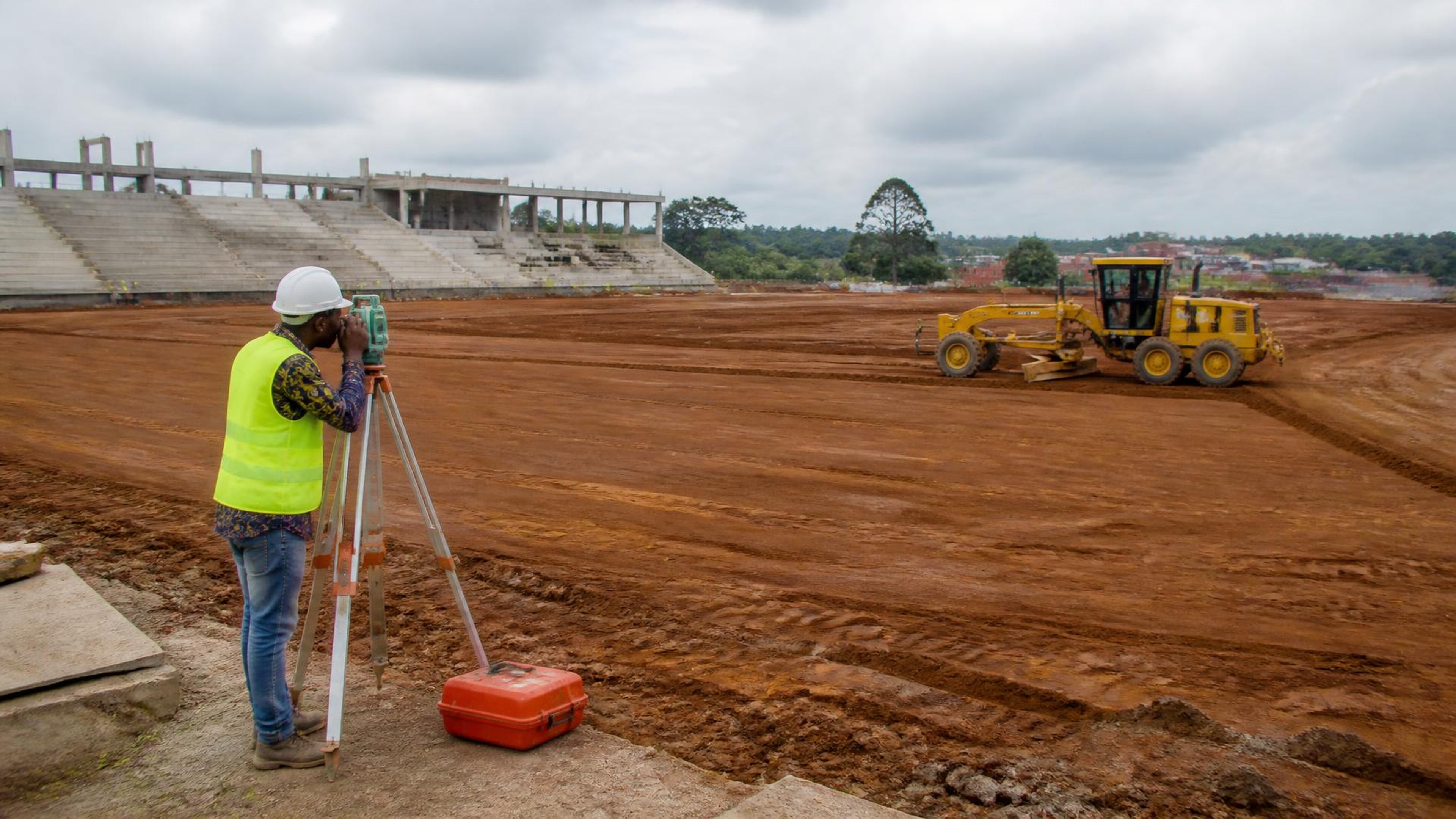Project-aligned construction imagery for Kiambu Stadium