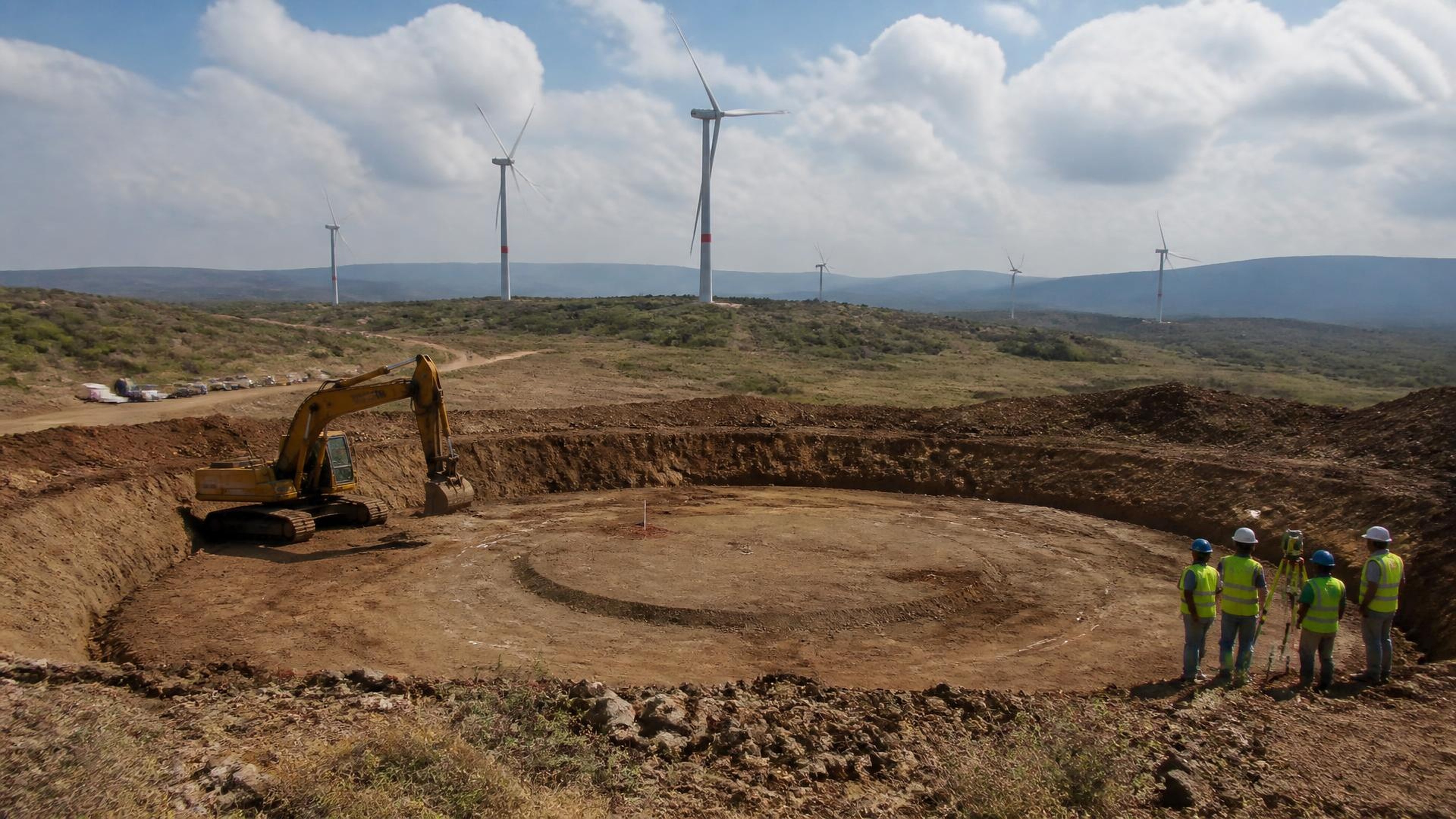Project-aligned construction imagery for Kipeto Wind Farm — 100MW