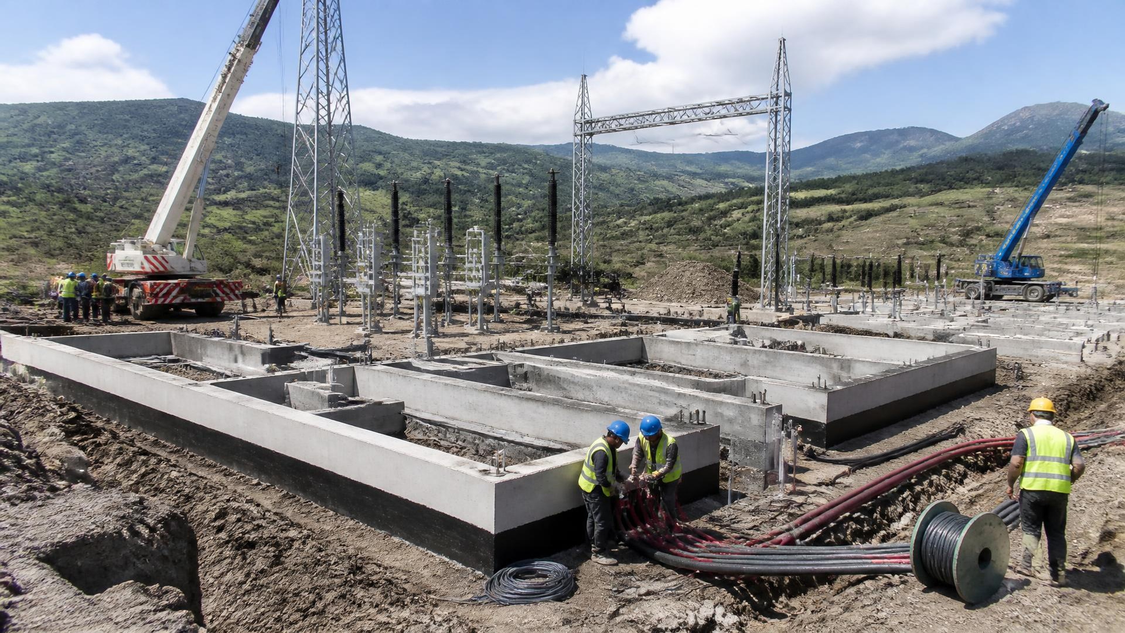 Project-aligned construction imagery for GDC Menengai Geothermal Plant — 35MW Substation I & II