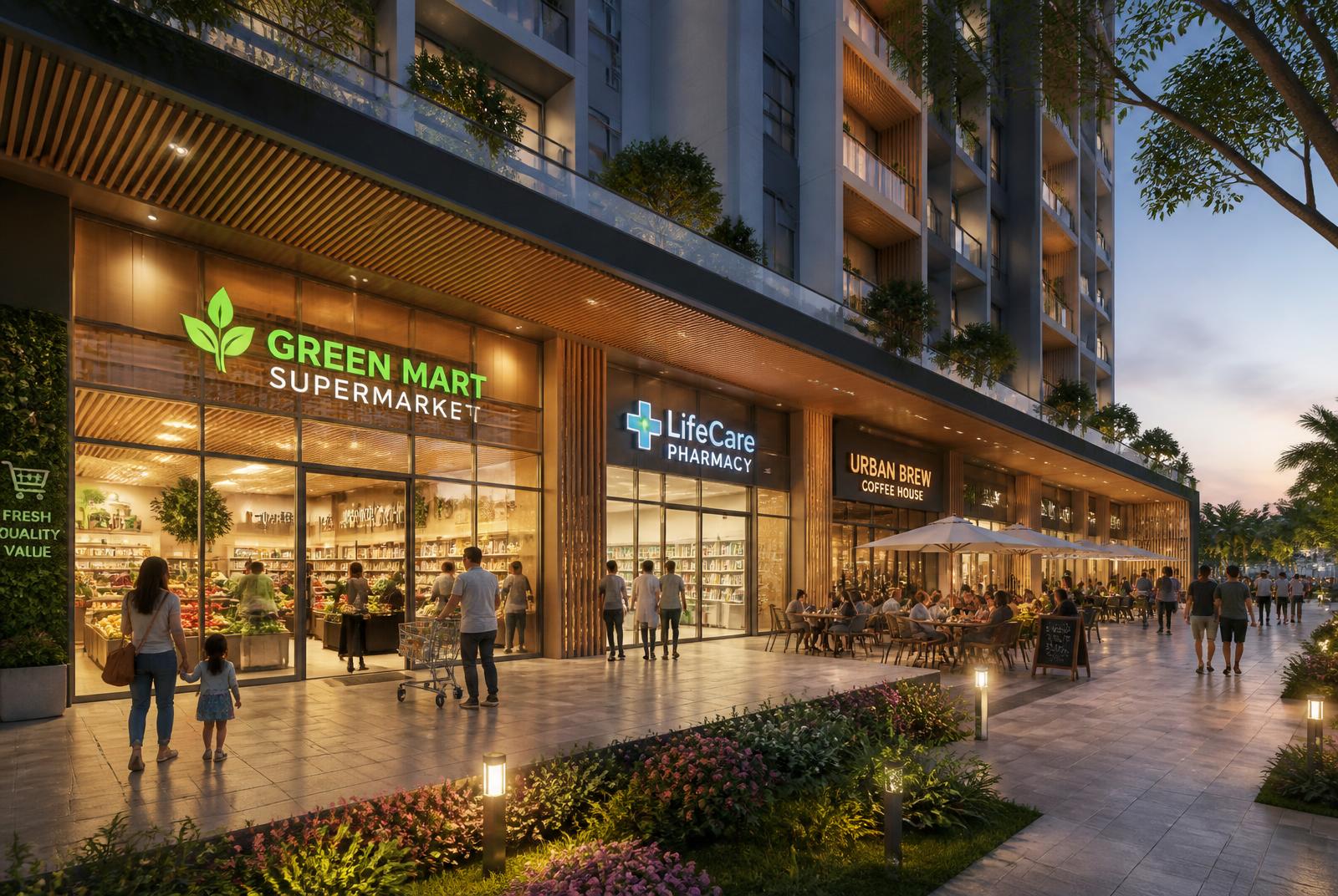 Retail and café podium